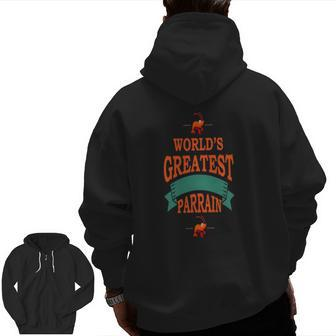 Mens World's Greatest Parrain [No 2] Zip Up Hoodie Back Print | Mazezy